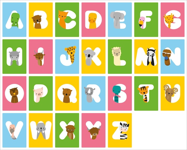 Animal alphabet vector illustration