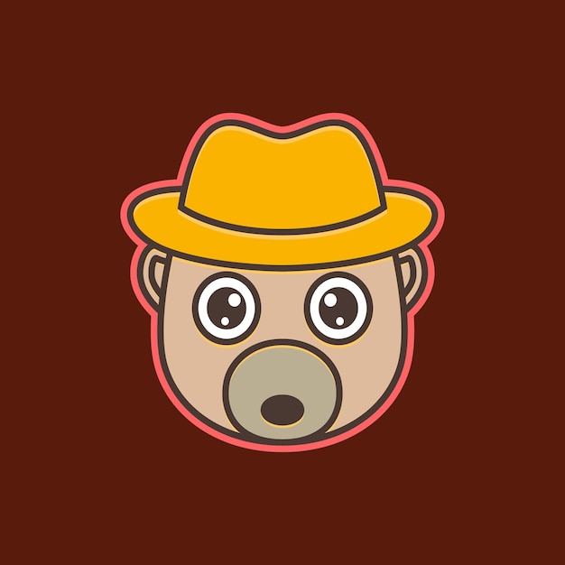 Animal baby bear cute mascot hat cartoon colorful modern logo design vector