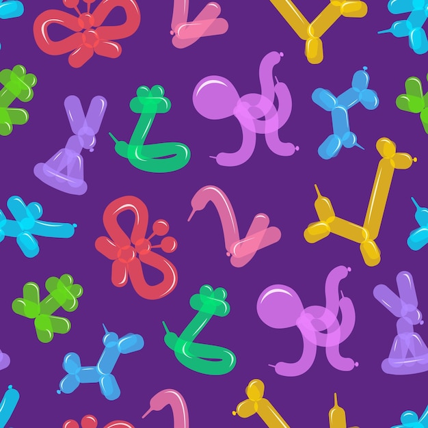 Animal Balloon Background Pattern on a Purple Vector