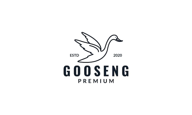 Animal bird goose or swan line fly logo design minimalist