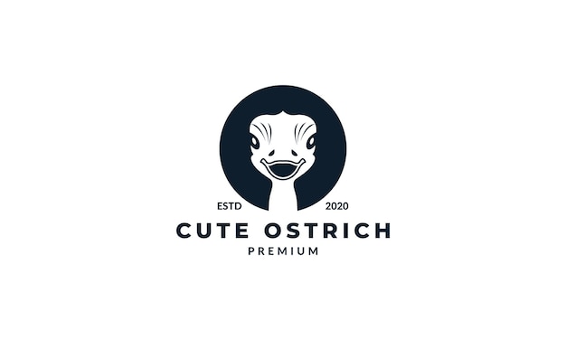 Animal bird ostrich head face cute silhouette logo design