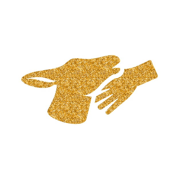 Animal care icon gold glitter texture vector illustration