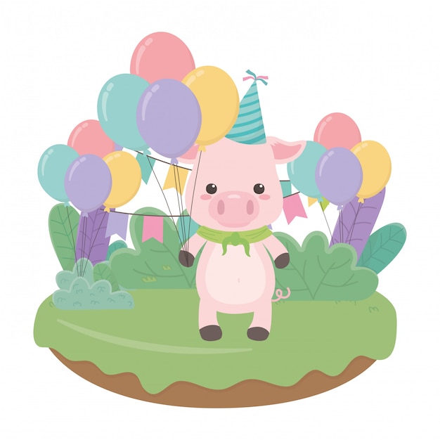 Animal cartoon with happy birthday  