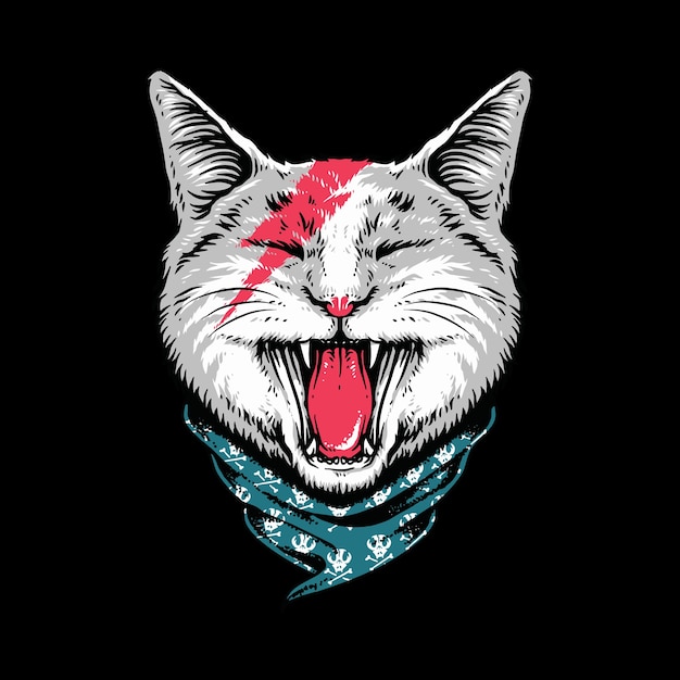 Animal cat rock style roar  illustration 