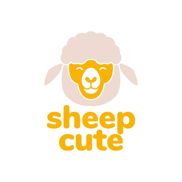 Animal cattle livestock sheep head meat mascot cute flat modern logo design vector