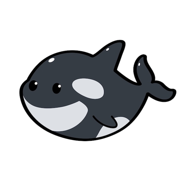 Animal character A black and white whale shark or orca on white background Vector flat character