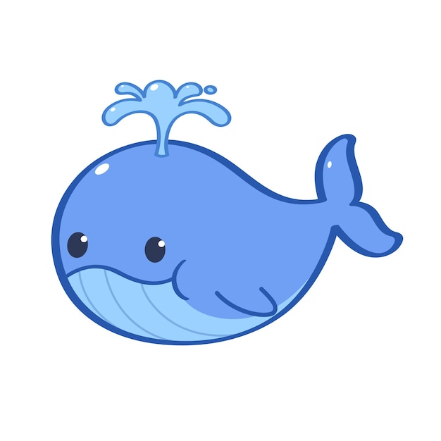 Animal character A blue whale pumping the water on his head Vector flat cartoon character