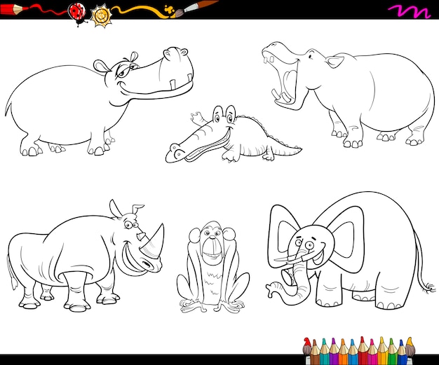 animal characters coloring page