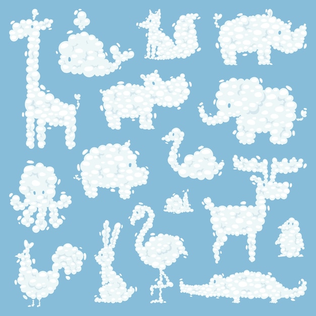 Animal clouds silhouette pattern vector illustration