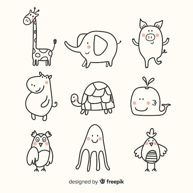 Animal cute collection flat design