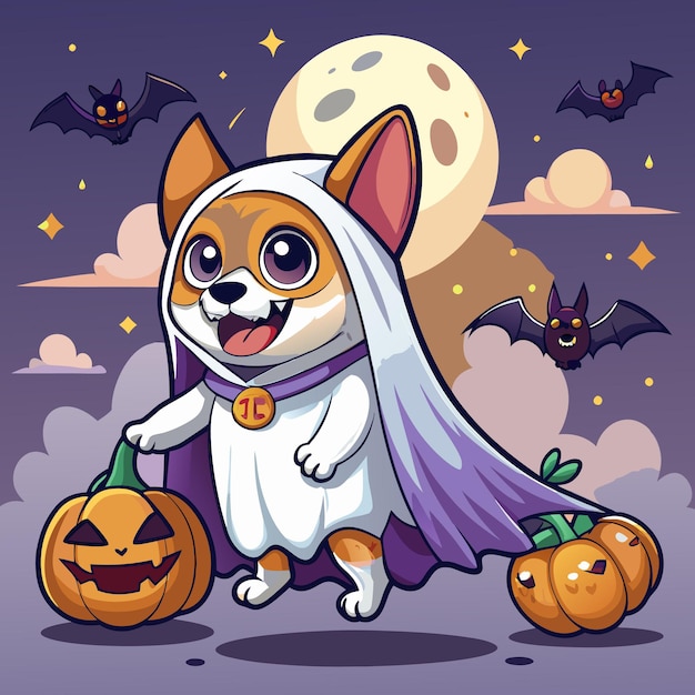 Vector animal dog in halloween costume