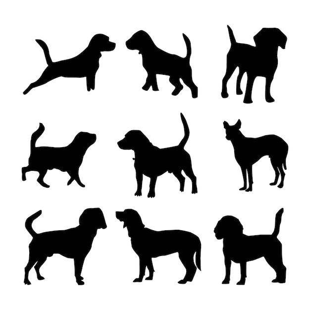 Vector animal dog pet silhouette vector puppy illustration black isolated graphic breed set