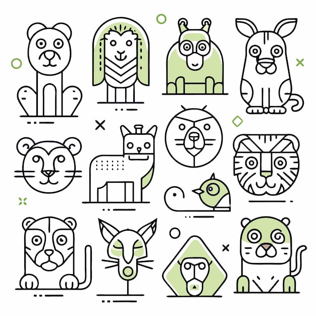 Vector animal doodle line icon