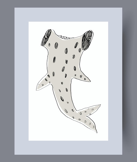 Vector animal fish underwater world wall art print