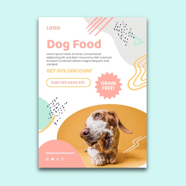 Vector animal food vertical flyer template