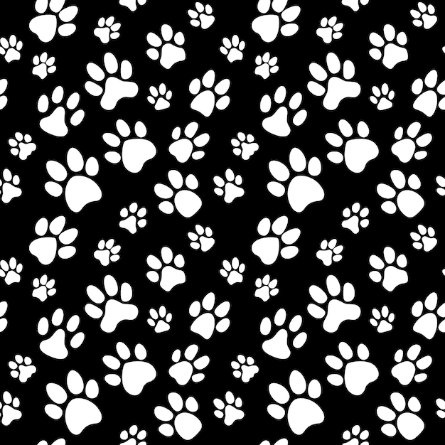 Animal Footprints seamless background vector Paw Prints concept dark pattern