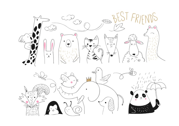 animal friends collection illustration