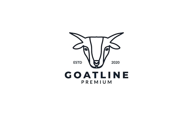 Animal goat head line minimalist logo design icon