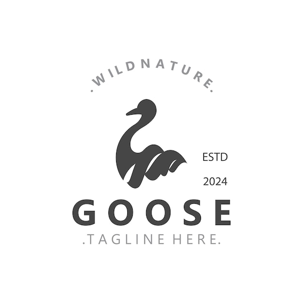 Vector animal goose bird nature logo with modern style inspiration premium design