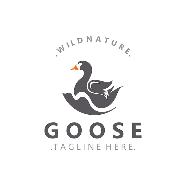 Vector animal goose bird nature logo with modern style inspiration premium design