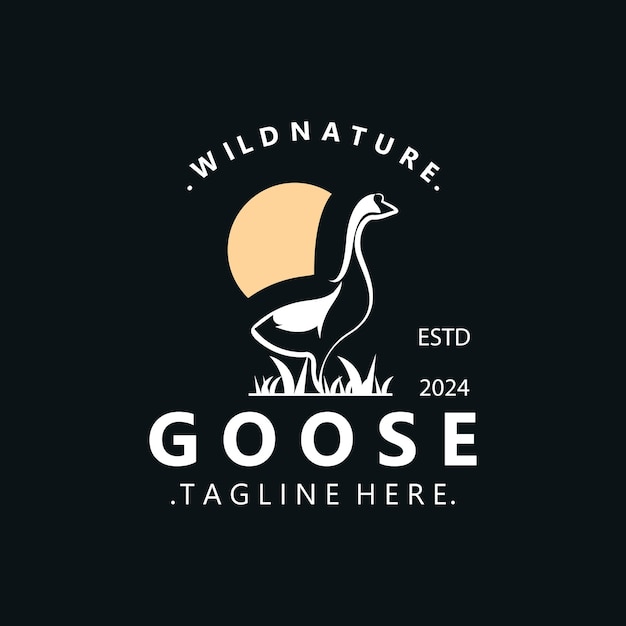 Vector animal goose bird nature logo with modern style inspiration premium design