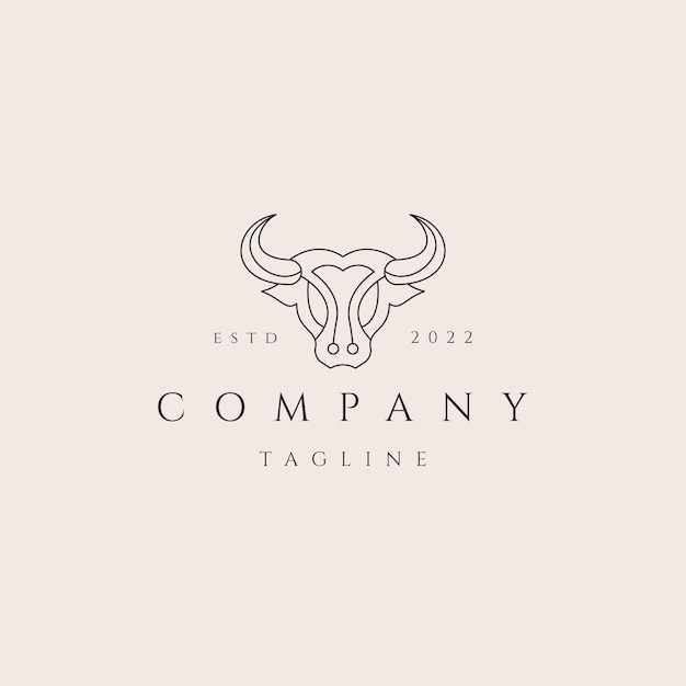 Animal head buffalo lines strong logo vector icon symbol flat graphic design illustration