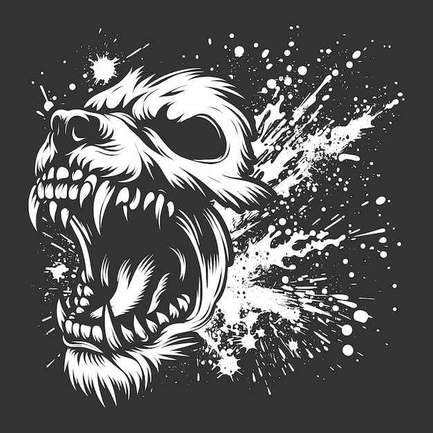 Animal Head Skull Roar Face Grunge Vector