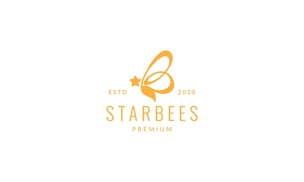 Animal insect bee abstract modern lines with stars logo vector icon illustration design