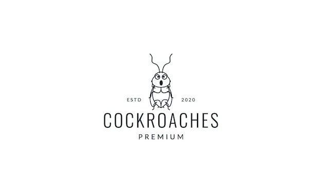 Animal insect cockroach simple lines cute cartoon logo vector icon illustration design