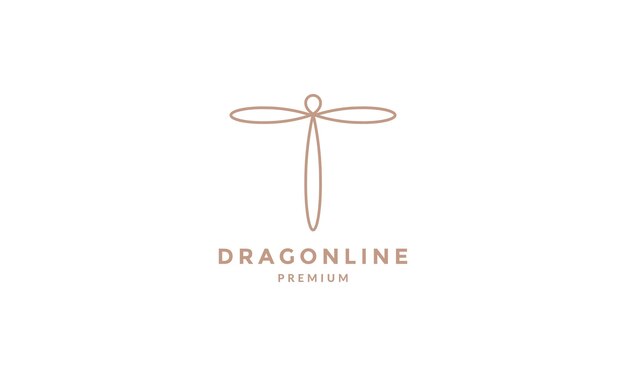 Animal insect dragonflies line art outline minimalist logo vector illustration design