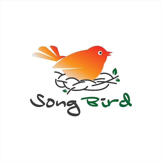 Animal logo design template idea song bird nest vector