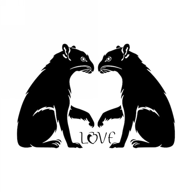 Animal love silhouette vector illustration design