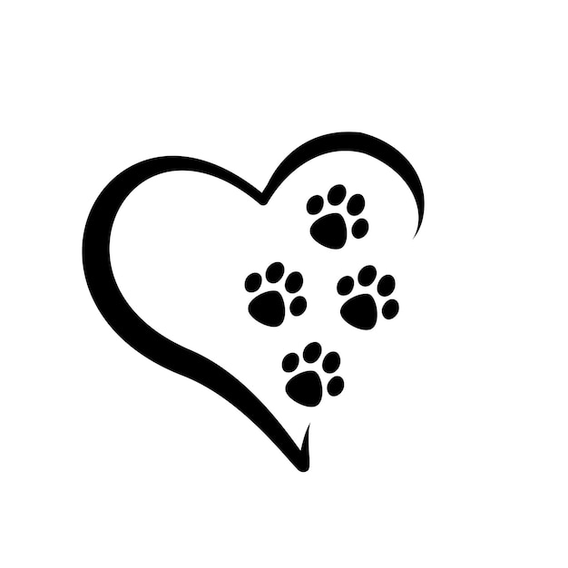 Animal love symbol paw print with heart