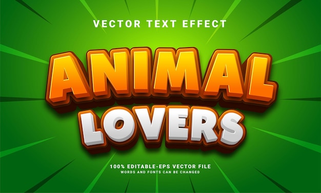 Animal lovers 3D text effect. Editable text style effect with cartoon style theme.