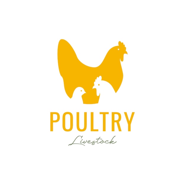 Animal meat poultry colony hen chicken food logo design vector