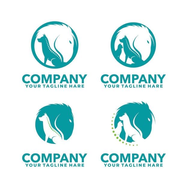 Animal medical logo horse dog and cat logo template