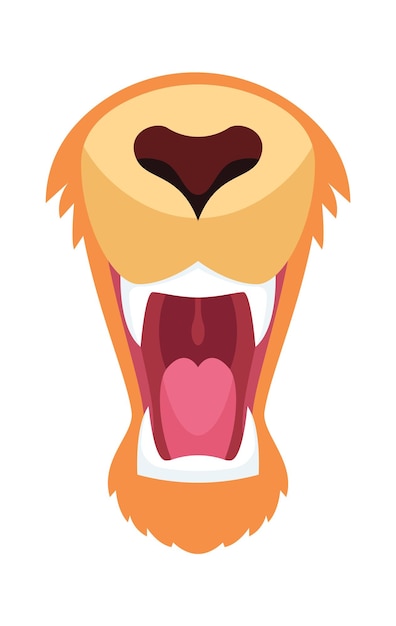 Animal mouth flat icon Lion maws with sharp teeth