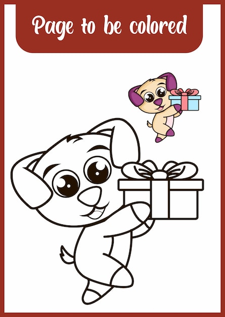 Animal outline for puppy coloring book for kids