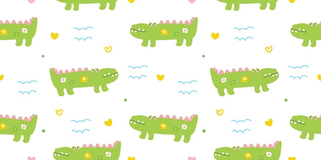 Animal pattern Seamless pattern Cute Crocodile kawaii illustration