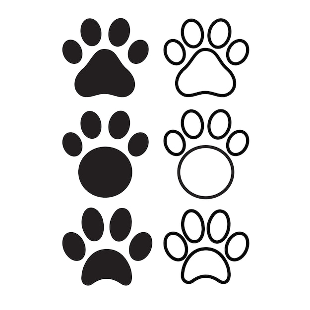 Animal paws set collection vector illustration