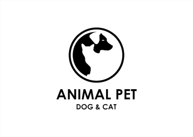 animal pet dog and cat logo design vector template friendly silhouette negative space art