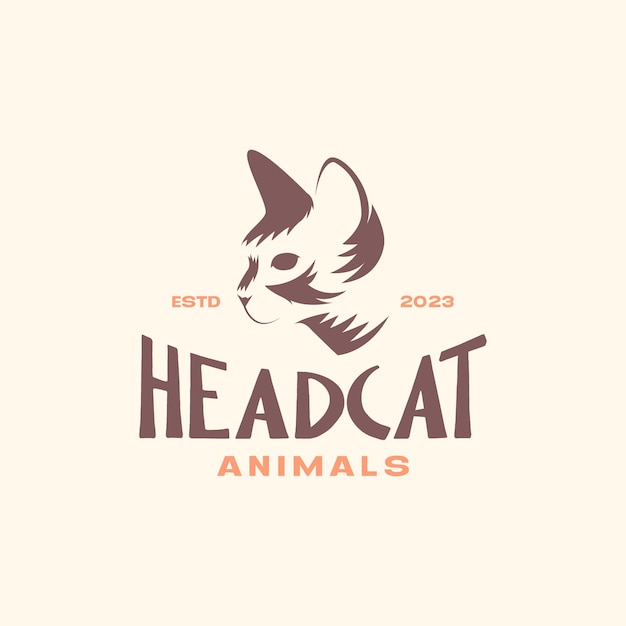 Vector animal pets cat kitten head mascot vintage old logo design vector