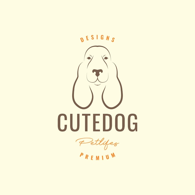 Animal pets dog basset hound mascot minimal hipster logo design vector