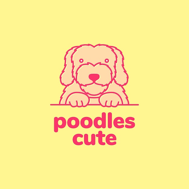 Animal pets dog puppy poodle mascot cute colorful modern logo design vector