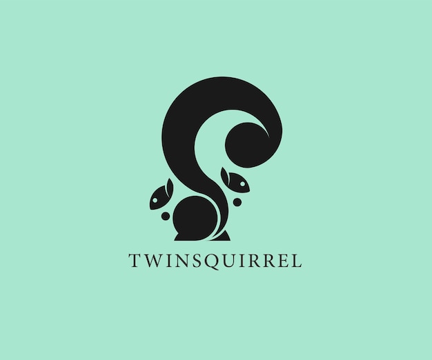 Animal pictogram Twin Squirrel logo design vector illustration