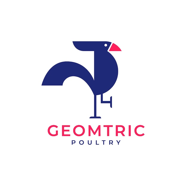 Animal poultry rooster chicken geometric modern minimal logo design vector