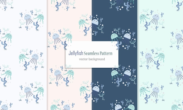 Animal seamless pattern with cute jellyfish design