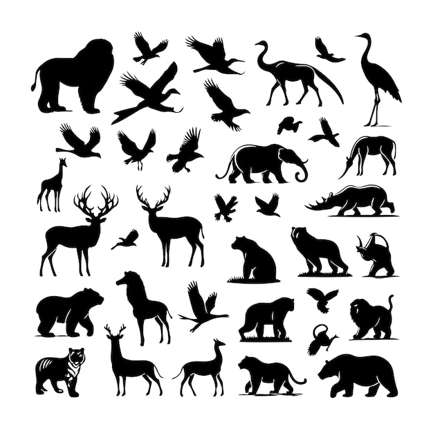 Vector animal silhouettes vector illustration