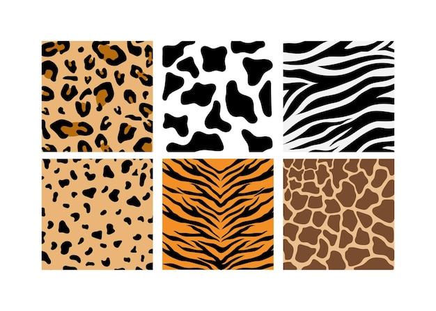 Animal skin illustration set pattern vector