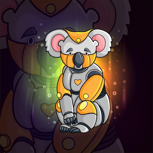 The animal steampunk of koala esport logo design of illustration